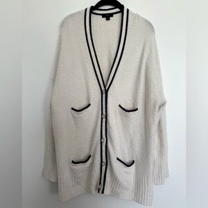 J.Crew Cozy Oversized Boho Preppy Cardigan 
Cream and Navy
Size M/L